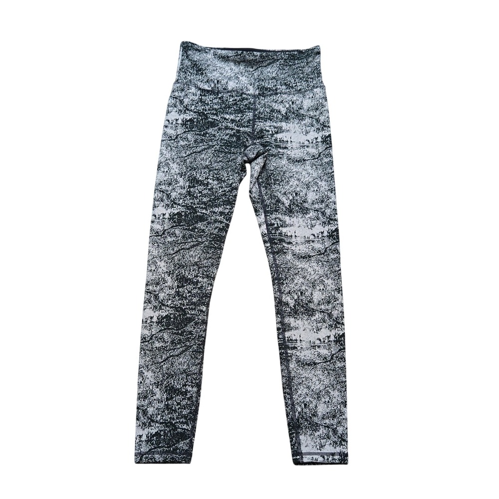 Athleta Elation Glades High Rise 7/8 Leggings Black White Abstract Print Yoga S